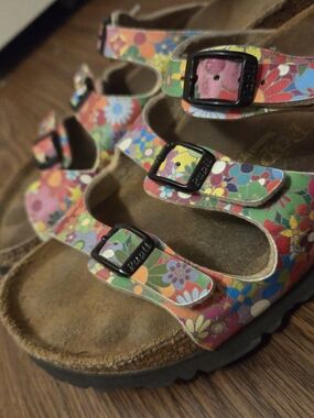 Birkenstock Floral Multi-Color Triple Buckle Sandals